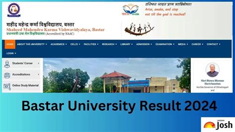 Bastar University Result OUT at smkvbastar.ac.in: Download .